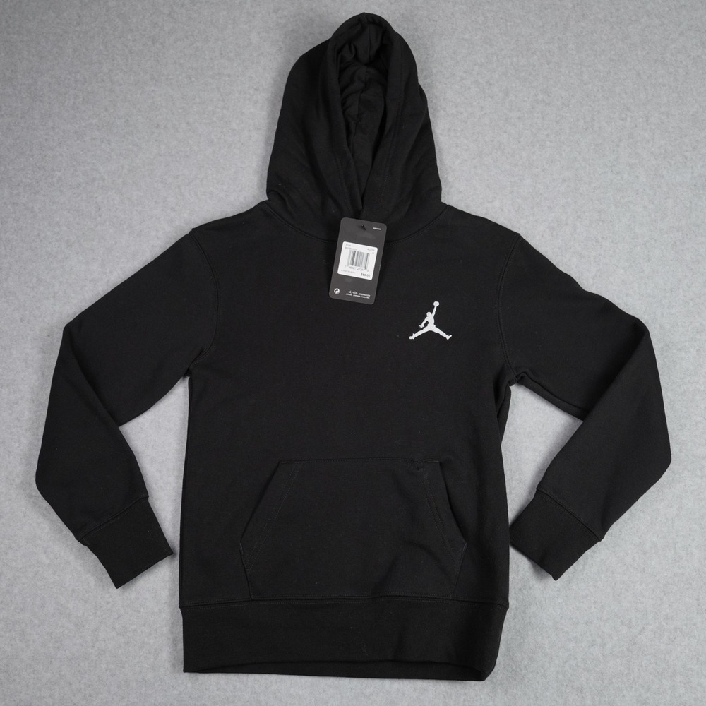 Jordan Hoodie Kids Small Black Jumpman Essentials Pullover 95C551-023 Fleece NWT